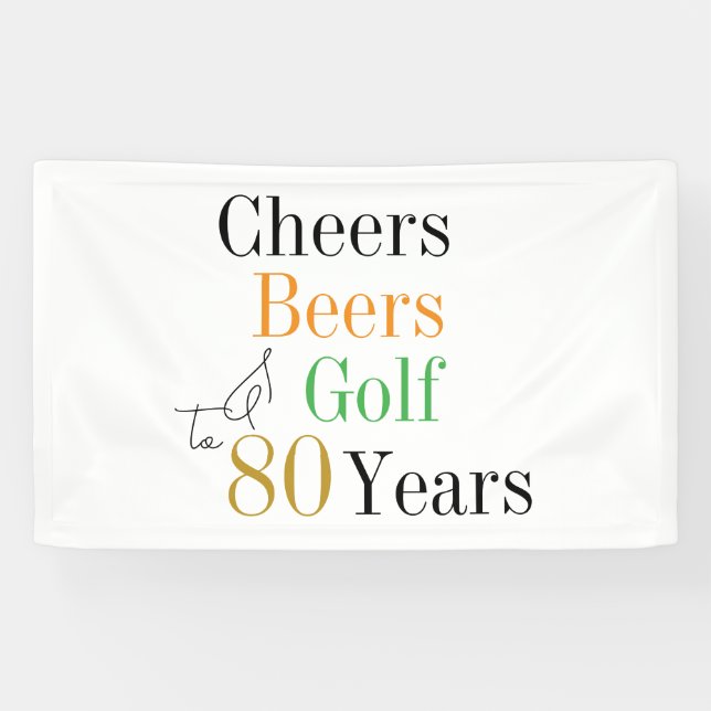 Banderoles 80e anniversaire Cheers Beers Golf Minimal Party (Horizontal)