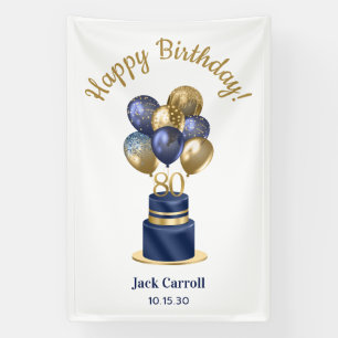 Banderoles 80e anniversaire Marine Blue Balloon Cake