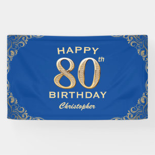 Banderoles 80e anniversaire Parties scintillant bleue et or c