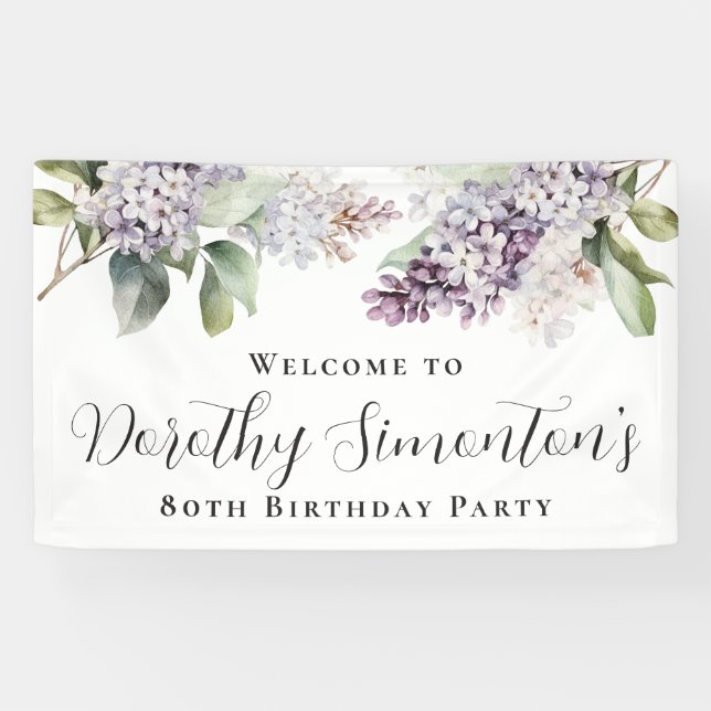 Banderoles 80e anniversaire Purple Lilac Spring Flower Welcom (Horizontal)