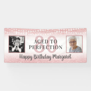 Banderoles 80e anniversaire Rose Gold Photo AGED TO PERFECTIO