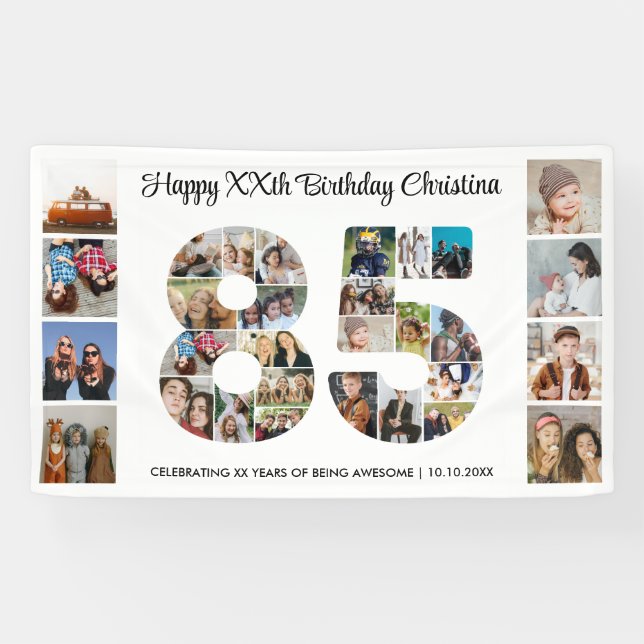 Banderoles 85e anniversaire de fête Numéro 85 Photo Collage (Horizontal)