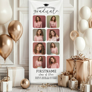 Banderoles 8 Photos Collage Diplômé Moderne Minimaliste Blanc