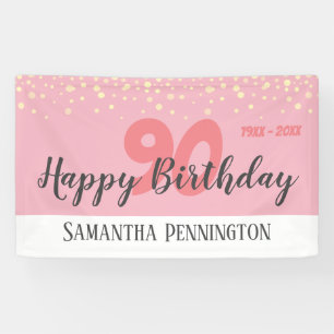 Banderoles 90e anniversaire avec Confetti Pink