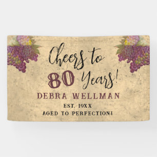 Banderoles À 80 Ans Élégant Vin de Vignoble Anniversaire