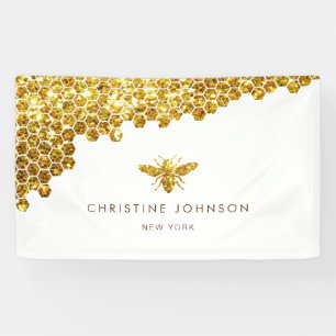 Banderoles abeille à parties scintillant en faux or