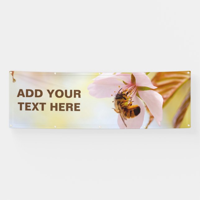 Banderoles Abeille Sur Une Fleur De Cerise (Horizontal)