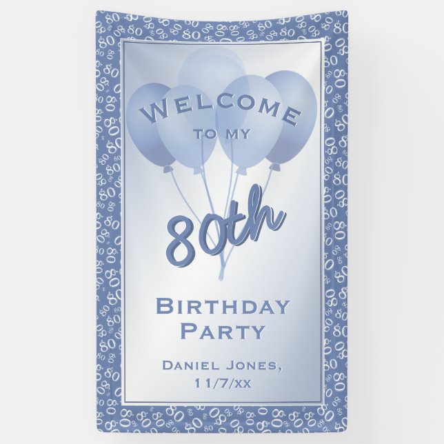 Banderoles Accueil à ma quatre-vingtième fête d'anniversaire (Vertical)