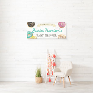 Banderoles Accueil Baby Shower Douceur Aquarelle Donut