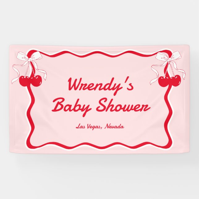 Banderoles Accueil Cherry sur le Baby shower supérieur (Horizontal)