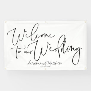 Banderoles Accueil Curieux manuscrit À Notre Mariage 3x5'