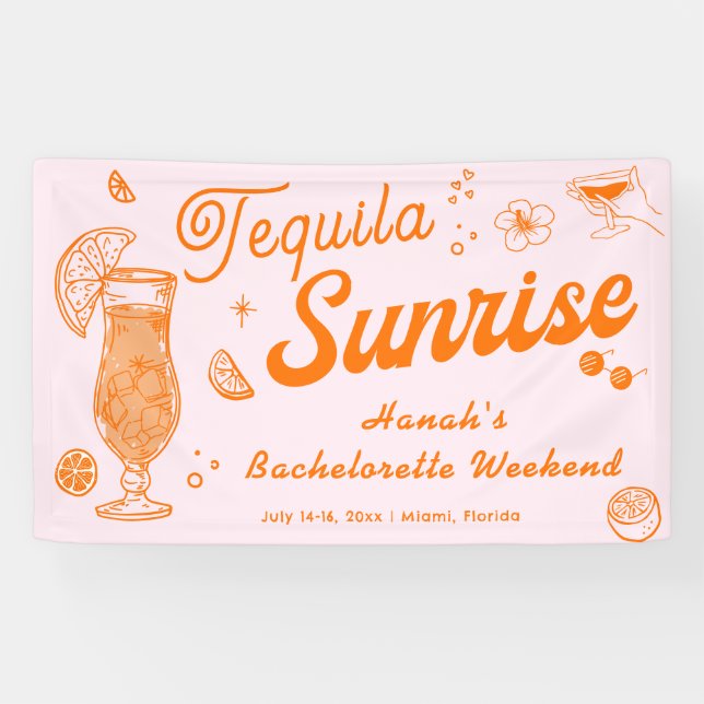 Banderoles Accueil de Tequila Sunrise Bachelorette (Horizontal)