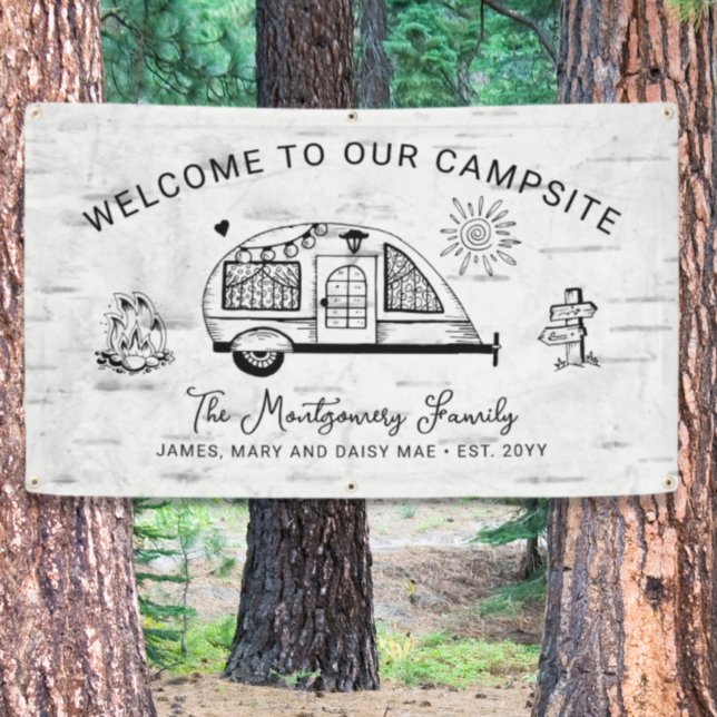 Banderoles Accueil personnalisé Camping rustique (Créateur téléchargé)