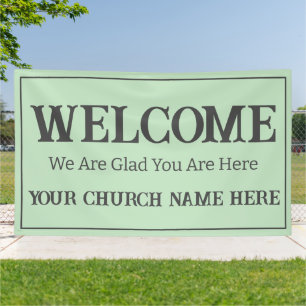 Banderoles Accueil personnalisé Pastel Green Church
