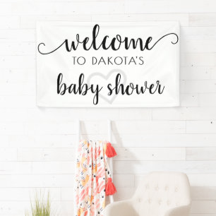 Banderoles Accueil simple Coeur de script noir modifiable