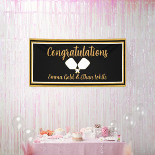 Banderoles Activité mariage Week-end Pickleball Black & Gold