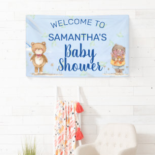 Banderoles Adorable Baby shower d'ours d'aquarelle bleu