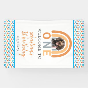 Banderoles Adorable Chien Rainbow Watercolor 1er anniversaire
