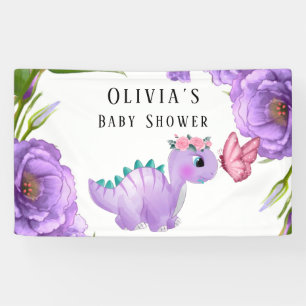 Banderoles Adorable Dinosaure Violet Baby shower Floral