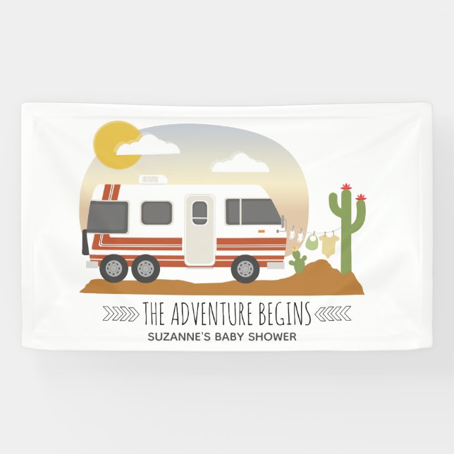 Banderoles Adventure Desert Motorhome Baby shower neutre (Horizontal)