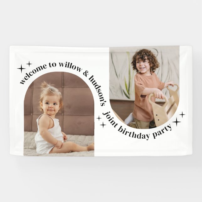 Banderoles Affiche de bienvenue d'anniversaire conjointe phot (Horizontal)