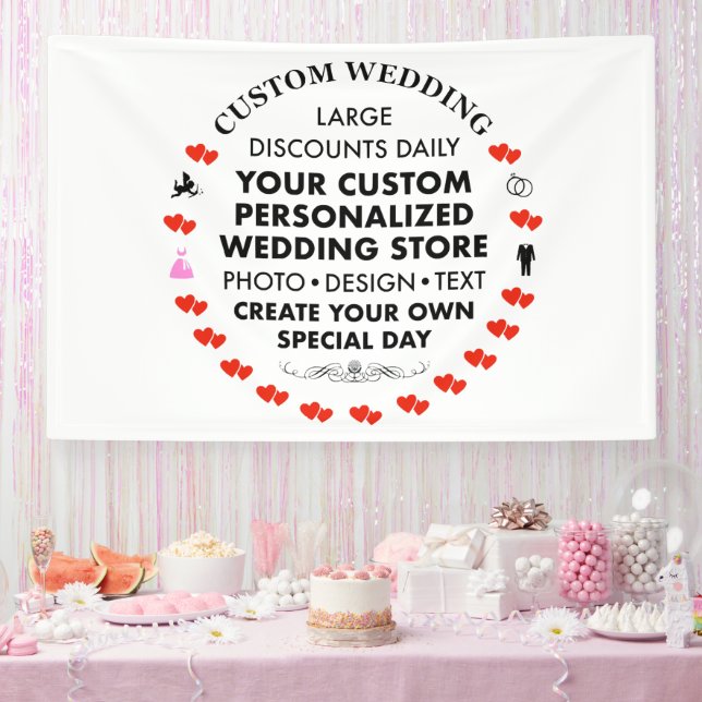 Banderoles Affiche de bienvenue de mariage personnalisée 4' x (Fête)
