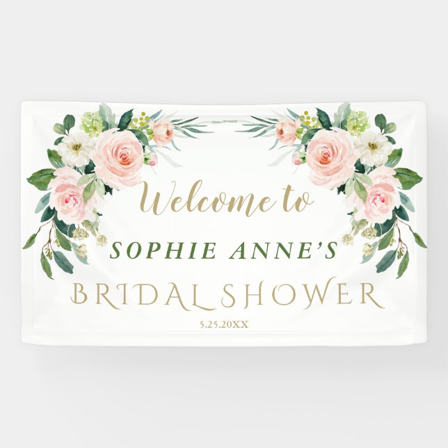 Banderoles Affiche de bienvenue Fête des mariées de fleurs bl (Horizontal)