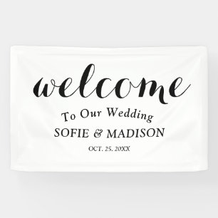 Banderoles Affiche de bienvenue mariage avec élégant script n