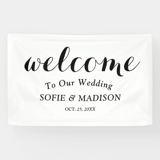 Banderoles Affiche de bienvenue mariage avec élégant script n (Horizontal)