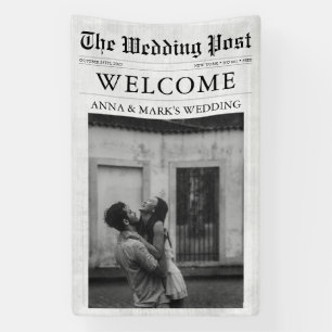 Banderoles Affiche de bienvenue Mariage photo unique du journ