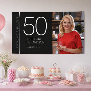 Banderoles Affiche de photo d'anniversaire 50 ans Fifty and F