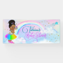 Afro Puff Baby Girl Pastel Rainbow Baby shower