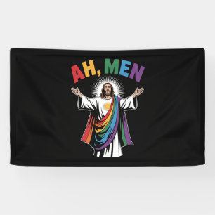 Banderoles Ah Men Funny Jesus LGBTQ Gay pride Arc-en-ciel