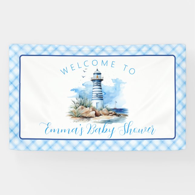 Banderoles Ahoy C'est un Baby shower phare nautique (Horizontal)