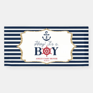 Banderoles Ahoy C'est un garçon Baby shower bleu marine nauti