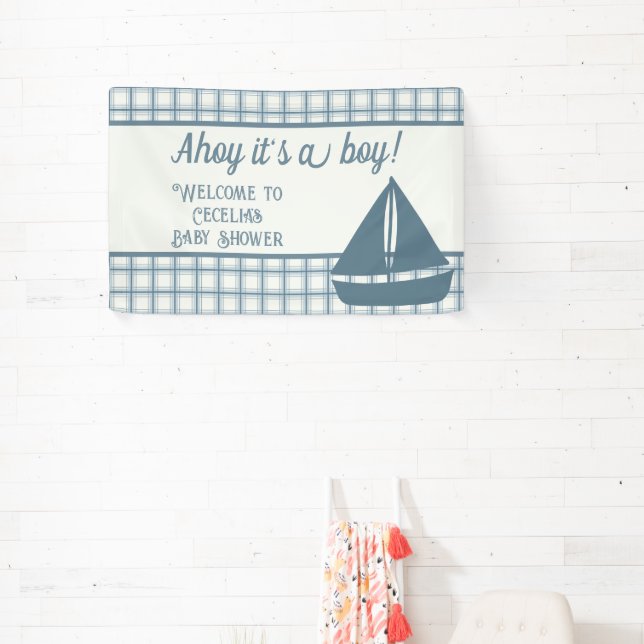 Banderoles Ahoy C'est un garçon Baby shower nautique (Insitu)