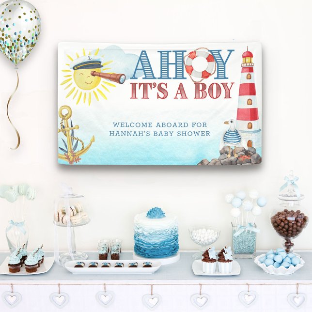 Banderoles Ahoy c'est un garçon Baby shower nautique Bienvenu (Créateur téléchargé)