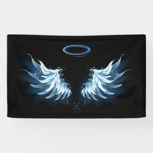 Banderoles Ailes d'angle brillant bleu sur arrière - plan noi