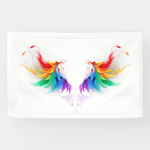 Banderoles Ailes fluffy arc-en-ciel