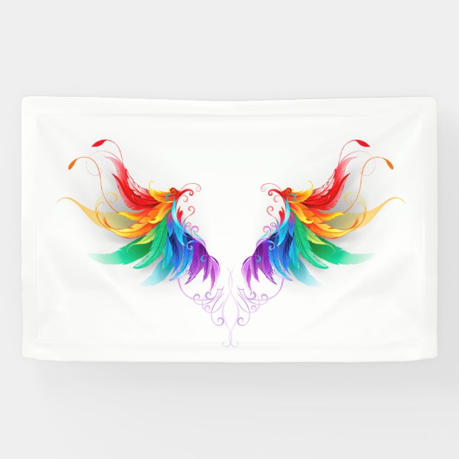 Banderoles Ailes fluffy arc-en-ciel (Horizontal)