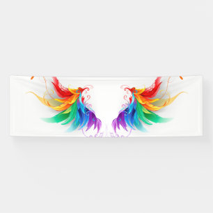 Banderoles Ailes fluffy arc-en-ciel