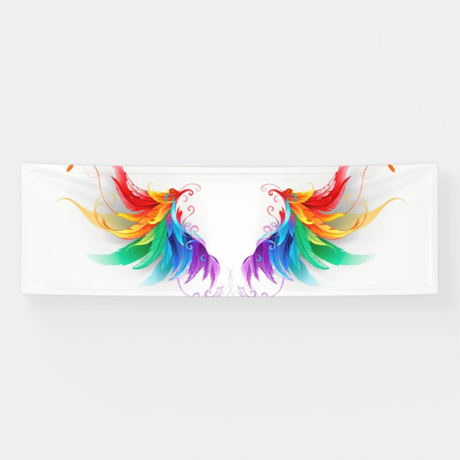 Banderoles Ailes fluffy arc-en-ciel (Horizontal)