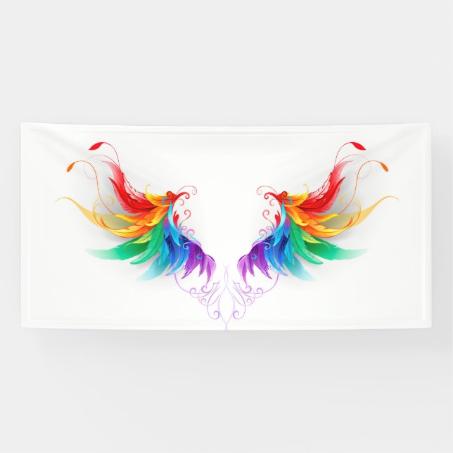 Banderoles Ailes fluffy arc-en-ciel (Horizontal)