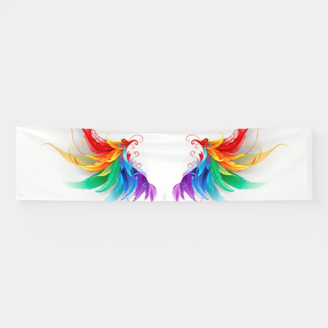 Banderoles Ailes fluffy arc-en-ciel (Horizontal)