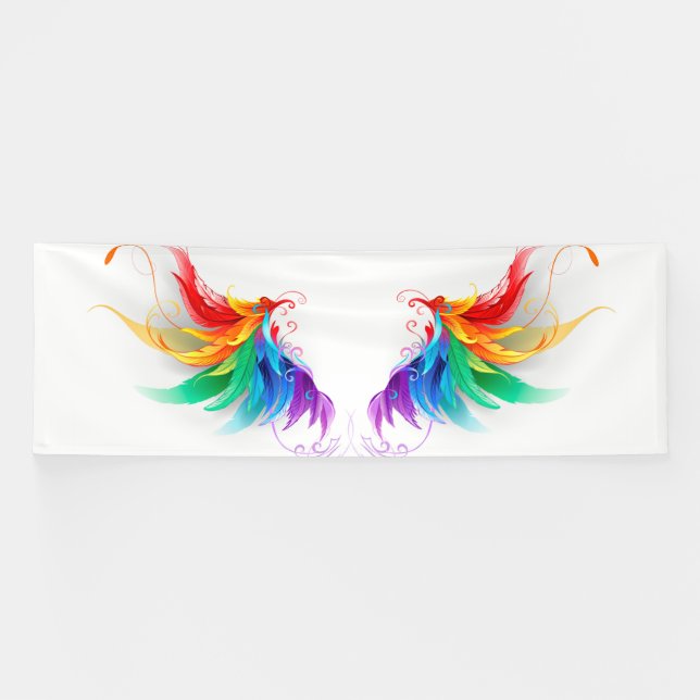 Banderoles Ailes fluffy arc-en-ciel (Horizontal)