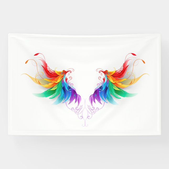 Banderoles Ailes fluffy arc-en-ciel (Horizontal)