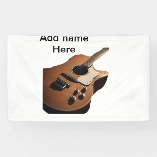 Banderoles Ajouter votre nom texte brun acoustique guitare éd