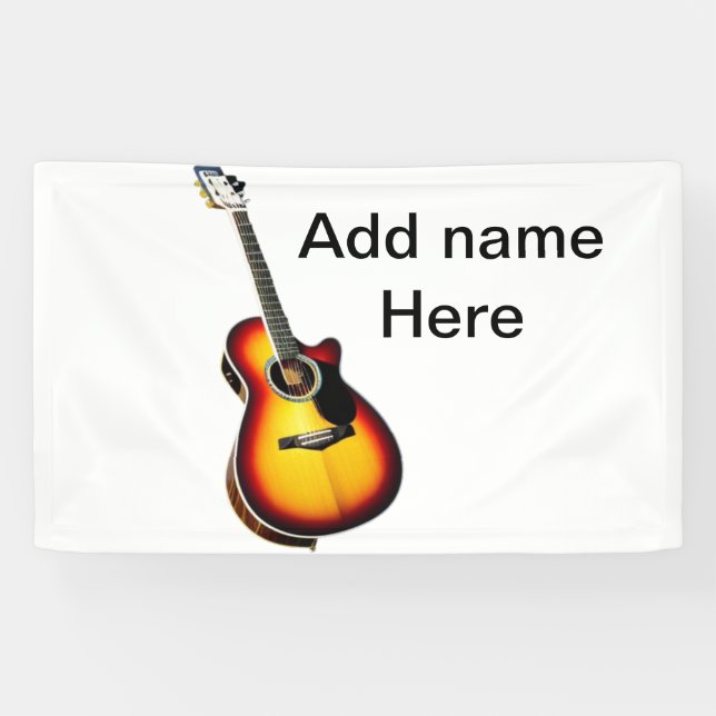 Banderoles Ajouter votre nom texte brun acoustique guitare éd (Horizontal)