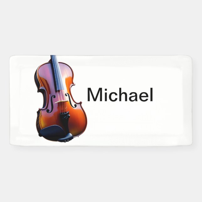 Banderoles Ajouter votre nom texte brun violon musique amoure (Horizontal)