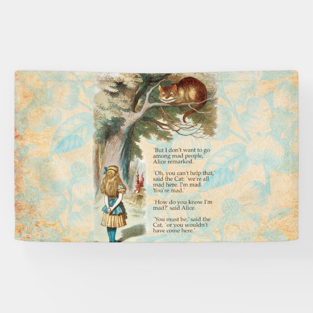 Banderoles Alice au pays des merveilles Cheshire Cat Mad (Horizontal)